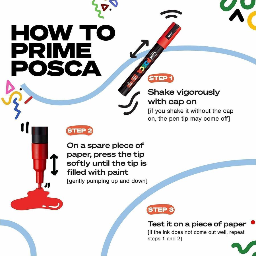 uni® Posca PC-5M Paint Markers - Beige, Black, Blue, Brown, Gold, Green, Gray, Light Blue, Light Green, Orange, Pink, ..