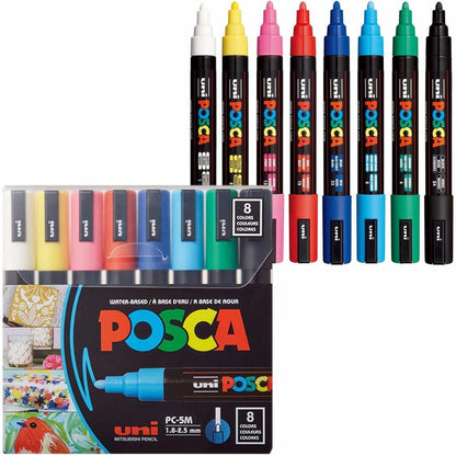 uni® Posca PC-5M Paint Markers - Assorted Ink - Water Based, Pigment-based - 8 / Pack