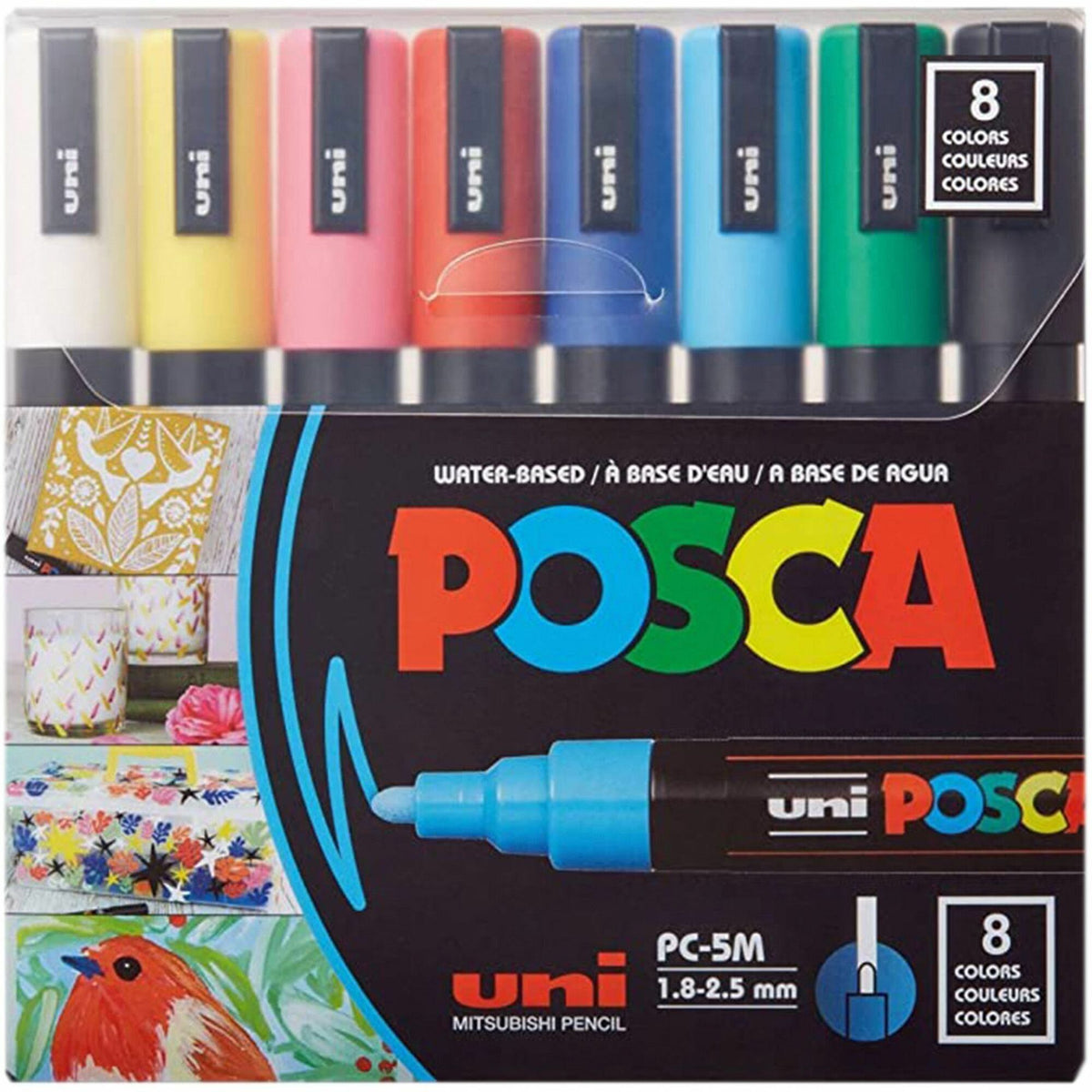 uni® Posca PC-5M Paint Markers - Assorted Ink - Water Based, Pigment-based - 8 / Pack