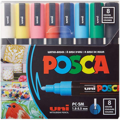 uni® Posca PC-5M Paint Markers - Assorted Ink - Water Based, Pigment-based - 8 / Pack