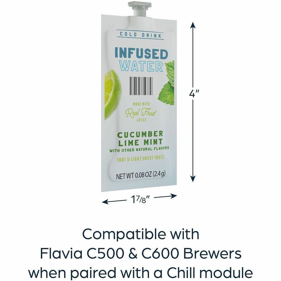 Flavia Cucumber Lime Mint Infused Water - 0.08 fl oz (2 mL) - Cucumber Lime Mint - 100 / Carton