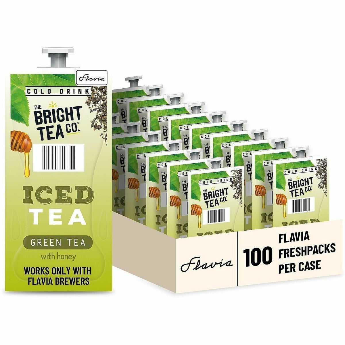 Flavia Bright Tea Co. Green Tea with Honey Iced Green Tea Freshpack - 100 / Carton