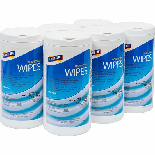 Genuine Joe Disinfecting Wipes - For Bathroom, Sink, Office, Gym, Industry - Ready-To-Use - Towel - Fresh Citrus Scent -