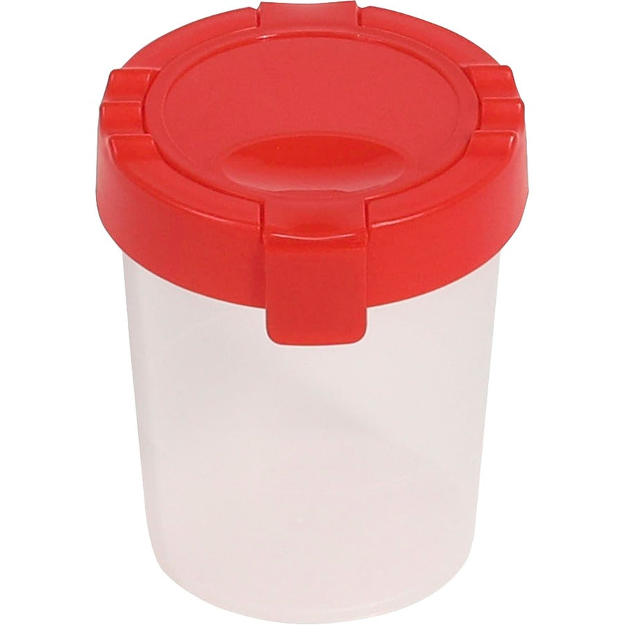 Deflecto Antimicrobial Kids No Spill Paint Cup Red - Paint, Brush - 3.93" Height x 3.46" Width x 3.93" Depth - Red - Pla