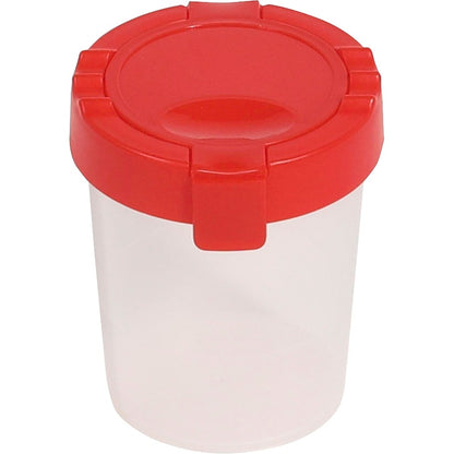 Deflecto Antimicrobial Kids No Spill Paint Cup Red - Paint, Brush - 3.93" Height x 3.46" Width x 3.93" Depth - Red - Pla