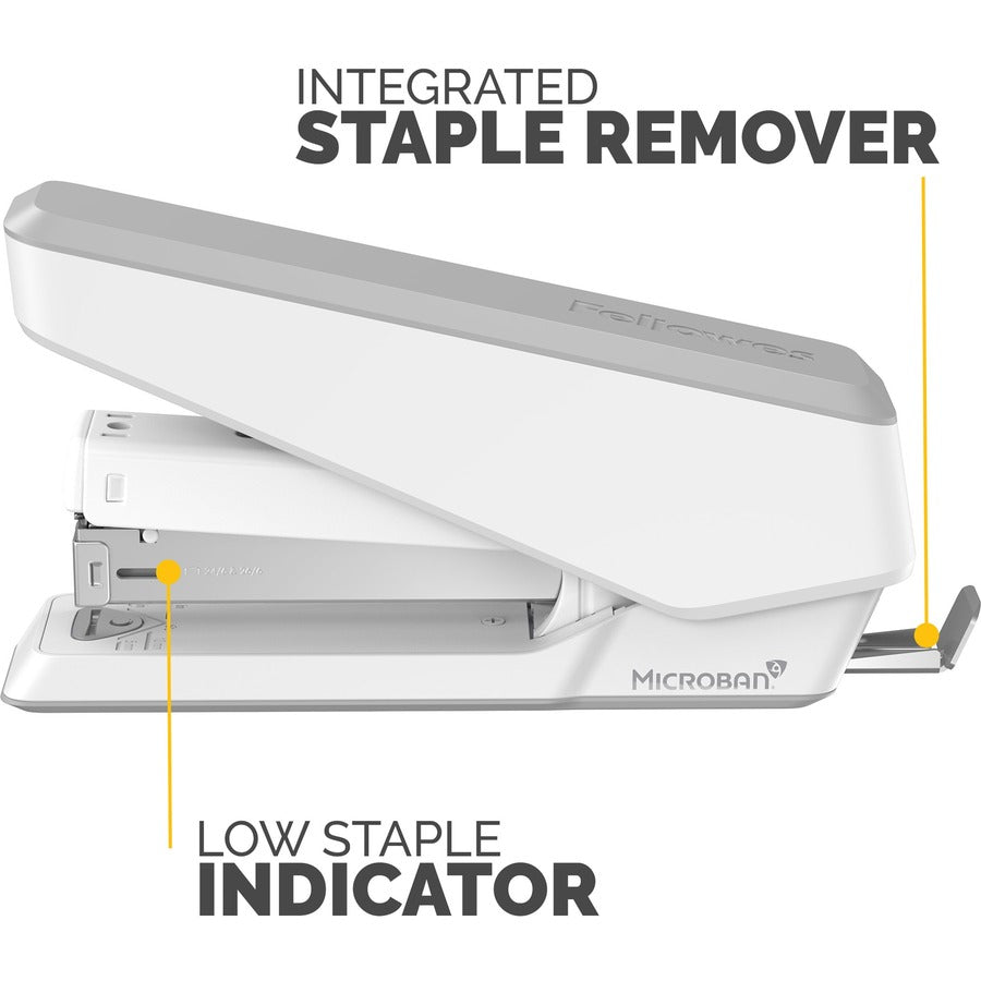 Fellowes LX850 Full Strip EasyPress Stapler - White - Holds Upto 210 Staple - Full Strip - White - 1 Each
