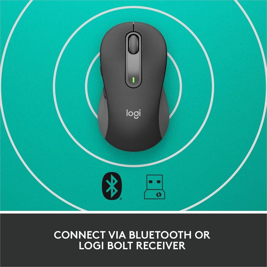 Logitech Signature M650L Mouse - Wireless - Bluetooth/Radio Frequency - Graphite - USB - 4000 dpi - Scroll Wheel - 5 But