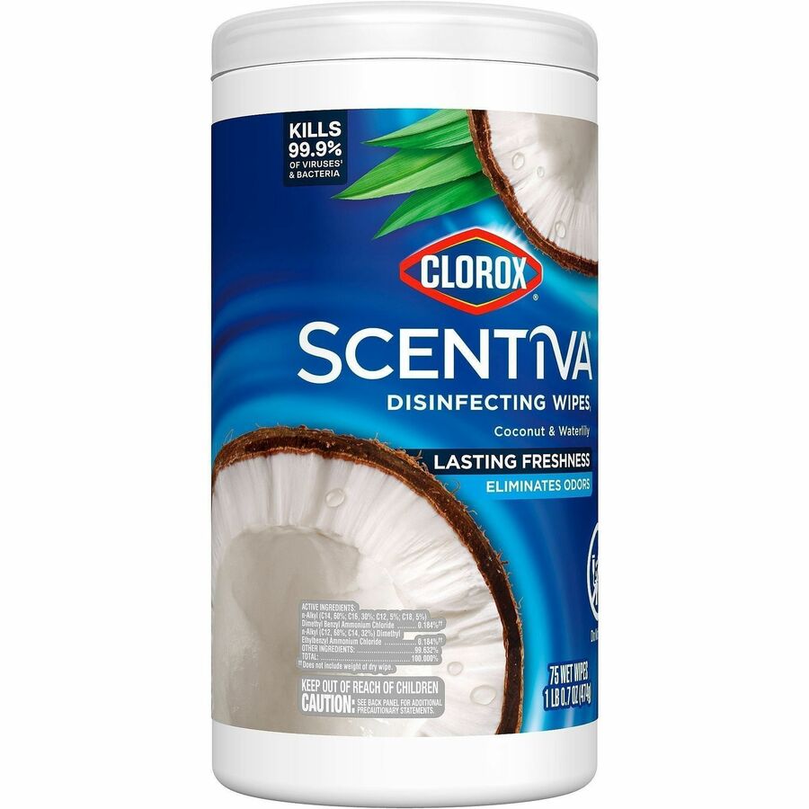 Clorox Scentiva Wipes, Bleach Free Cleaning Wipes - Ready-To-Use - Coconut & Water Lily Scent - Bleach-free, Disinfectan