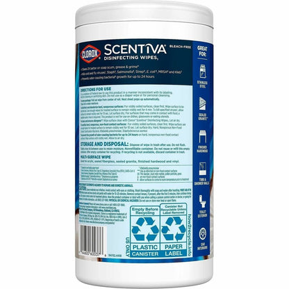 Clorox Scentiva Wipes, Bleach Free Cleaning Wipes - Ready-To-Use - Coconut & Water Lily Scent - Bleach-free, Disinfectan
