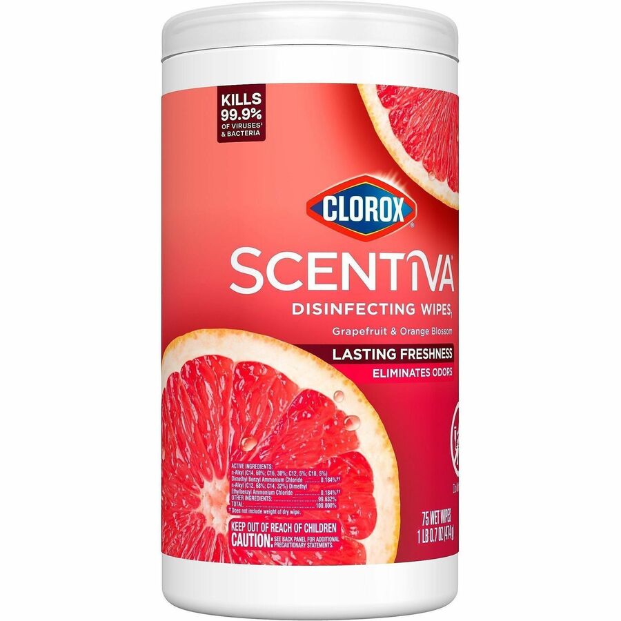 Clorox Scentiva Wipes, Bleach Free Cleaning Wipes - Ready-To-Use - Grapefruit, Orange Blossom Scent - Bleach-free, Disin