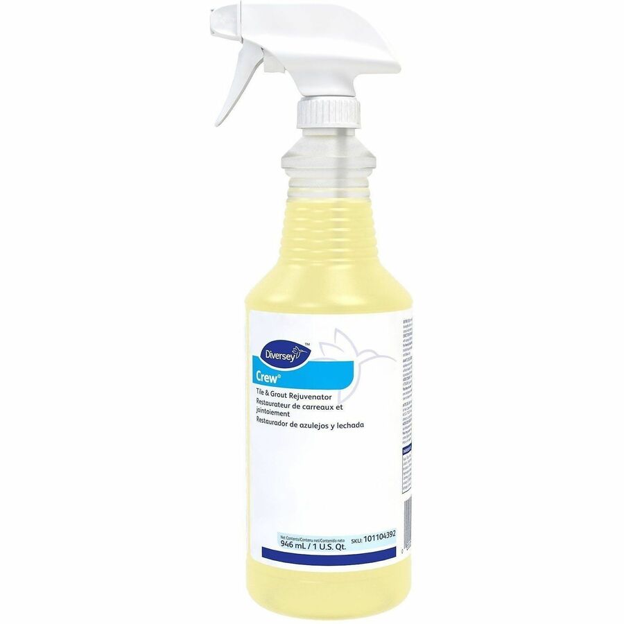 Diversey Crew Tile and Grout Rejuvenator - Ready-To-Use - 32 fl oz (1 quart) - Chlorine Scent - Light Yellow - 12 / Cart