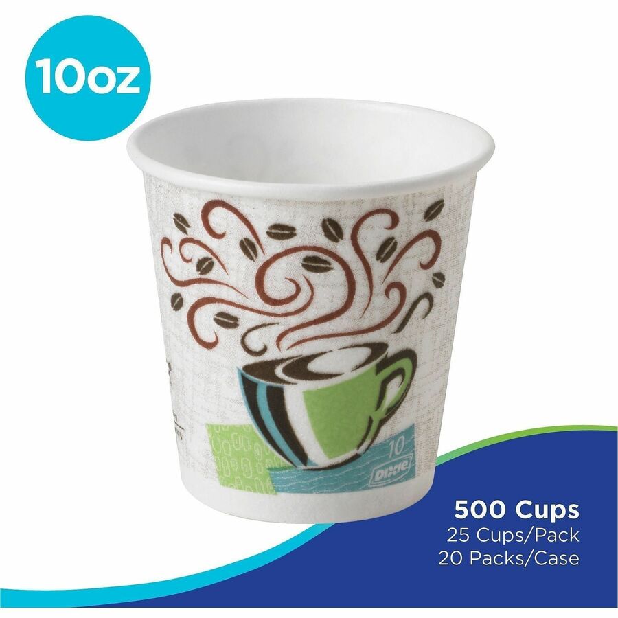 Dixie PerfecTouch 10 oz Insulated Paper Hot Coffee Cups by GP Pro - 10 fl oz - White - Paper - Hot Drink - 25/Pack - 20 