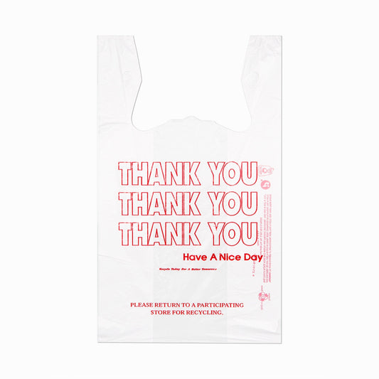 Inteplast T-Shirt Bags - 21" Length x 11.50" Width x 0.49 mil (13 Micron) Thickness - White - Plastic - Shopping, Shirt 