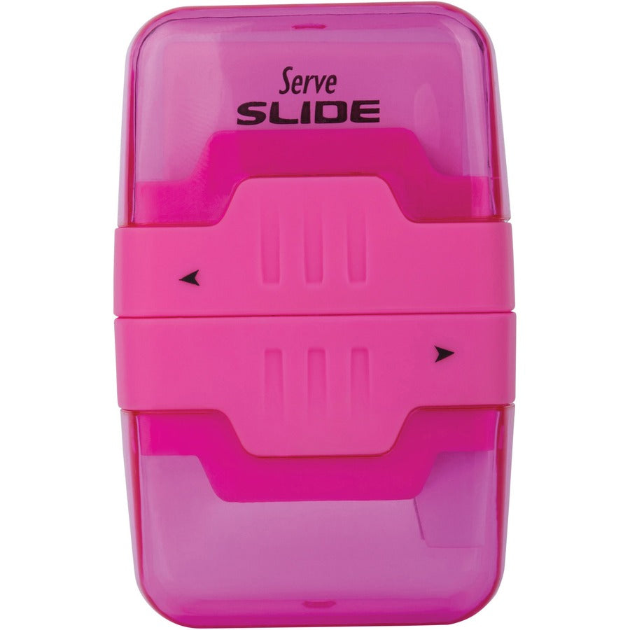 Serve Slide Eraser & Sharpener - Plastic - Multicolor - 1 Each