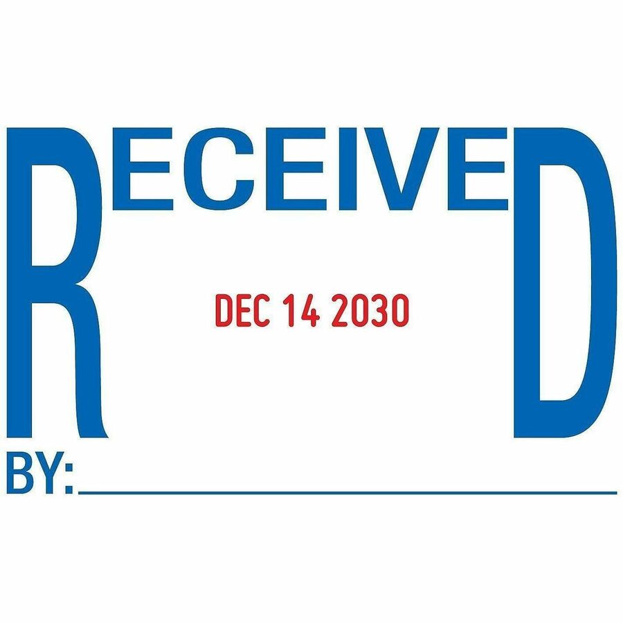 Printy 5-in-1 Date Stamp - Date Stamp - ENTERED, FAXED, PAID, RECEIVED - 10000 Impression(s) - Red, Blue - Recycled - 1 