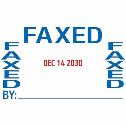 Printy 5-in-1 Date Stamp - Date Stamp - ENTERED, FAXED, PAID, RECEIVED - 10000 Impression(s) - Red, Blue - Recycled - 1 
