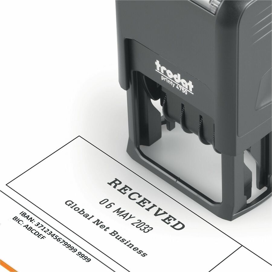 Printy 5-in-1 Date Stamp - Date Stamp - ENTERED, FAXED, PAID, RECEIVED - 10000 Impression(s) - Red, Blue - Recycled - 1 