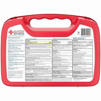 Johnson & Johnson All Purpose First Aid Kit - 160 x Piece(s) - White - 1 Each