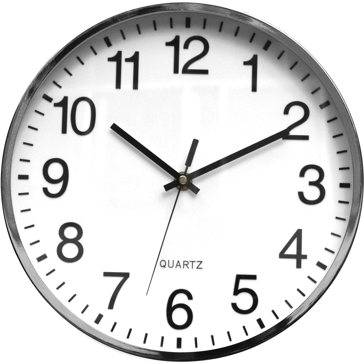 Victory Light Silent Chrome Wall Clock - Chrome, White Case - Wood - 1 Each