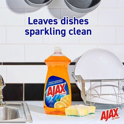 AJAX Triple Action Dish Soap - 28 fl oz (0.9 quart) - Orange Scent - Pleasant Scent, Phosphate-free, Kosher-free - Orang