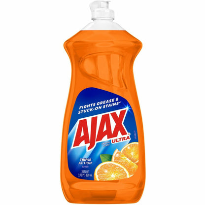 AJAX Triple Action Dish Soap - 28 fl oz (0.9 quart) - Orange Scent - Pleasant Scent, Phosphate-free, Kosher-free - Orang