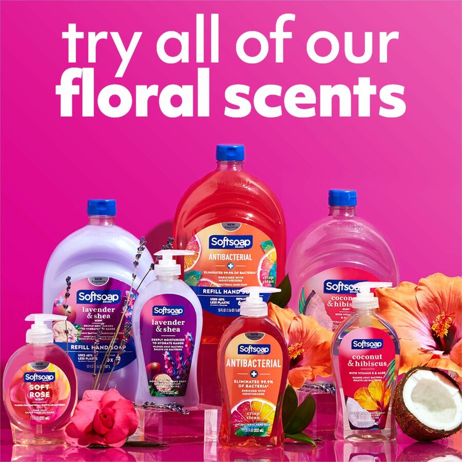 Softsoap Antibacterial Soap Pump - Crisp Clean Scent - 11.25 fl oz - Pump Bottle Dispenser - Bacteria Remover - 6 / Cart