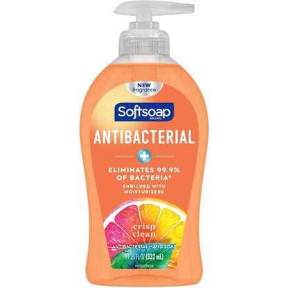Softsoap Antibacterial Soap Pump - Crisp Clean Scent - 11.25 fl oz - Pump Bottle Dispenser - Bacteria Remover - 6 / Cart