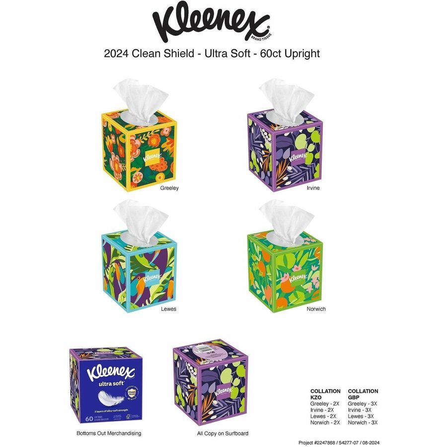 Kleenex Ultra Soft Tissues - 3 Ply - WhiteBox - 65/Box - 27 / Carton