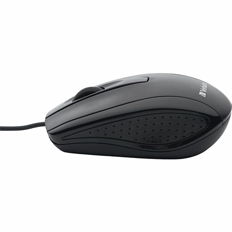 Verbatim Corded Optical Mouse - Black - Optical - Cable - Black - Scroll Wheel - 1 Each