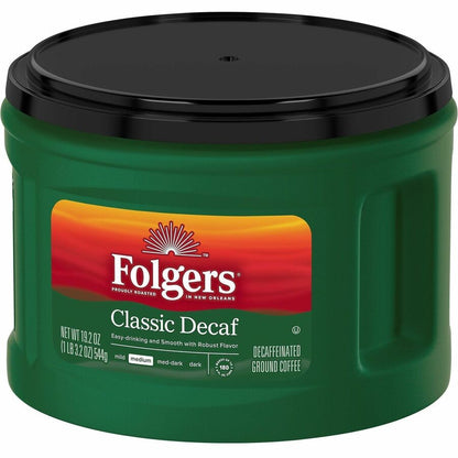 Folgers® Ground Classic Decaf Coffee - Medium - 19.2 oz Per Canister - Ground - Classic - Decaffeinated - 6 / Carton