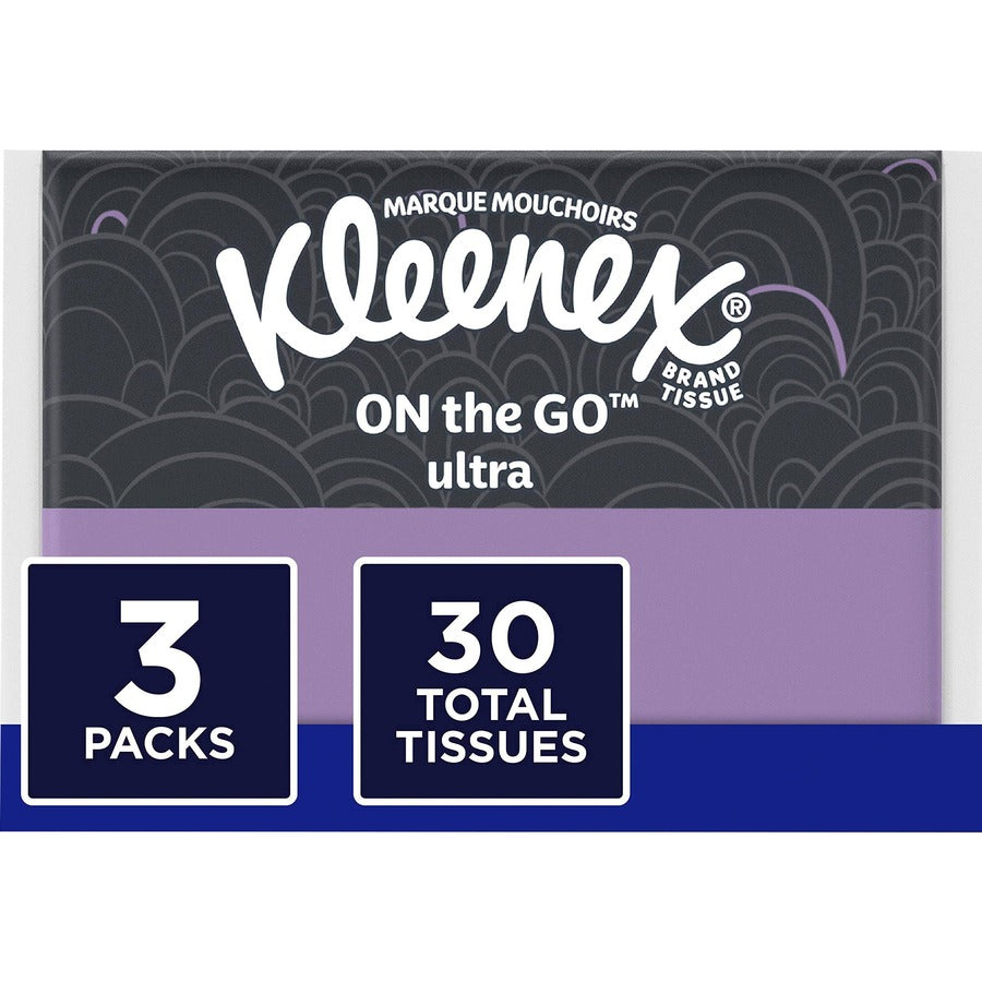 Kleenex On-the-Go Slim Wallet Pack - 30 Facial Tissue-Count - 3 Ply - White - 3 / Pack