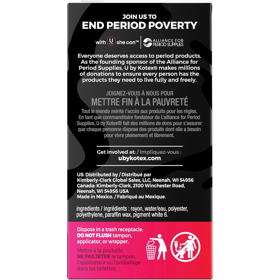 Kimberly-Clark U by Kotex Click Tampon Regular - Regular - Anti-leak, Fragrance-free, Comfortable, Unscented - 16 / Box