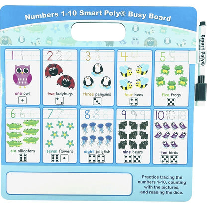 Ashley Numbers 1 - 10 Smart Poly Busy Board - 10.8" (0.9 ft) Width x 10.8" (0.9 ft) Height - Poly-coated Cardboard Surfa