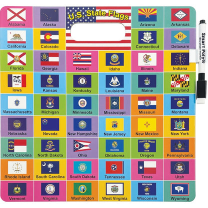 Ashley U.S. Map/Flags Smart Poly Busy Board - 10.8" (0.9 ft) Width x 10.8" (0.9 ft) Height - Poly-coated Cardboard Surfa