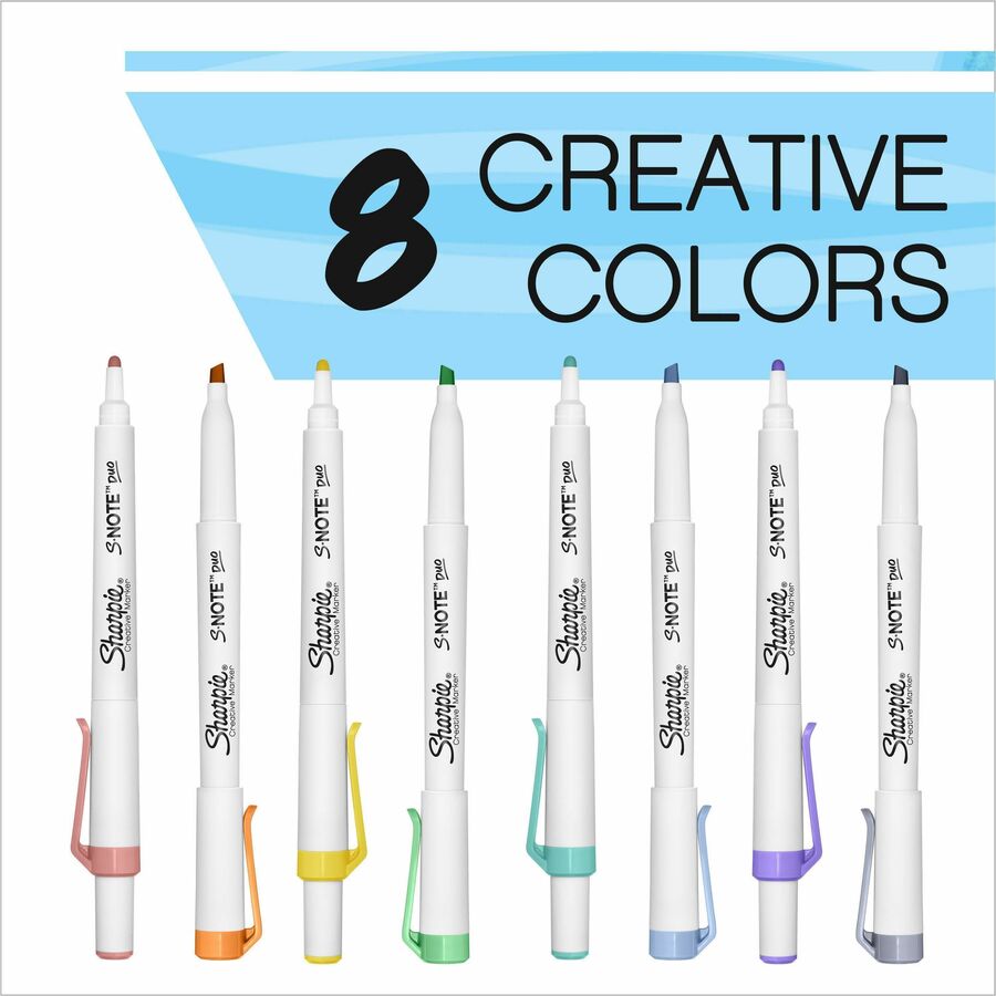 Sharpie S-Note Duo Dual-Tip Markers - Assorted Ink - 8 / Pack