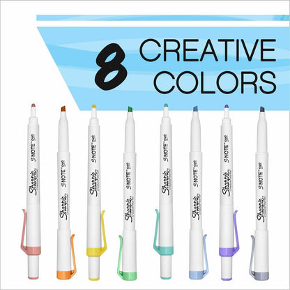 Sharpie S-Note Duo Dual-Tip Markers - Assorted Ink - 8 / Pack