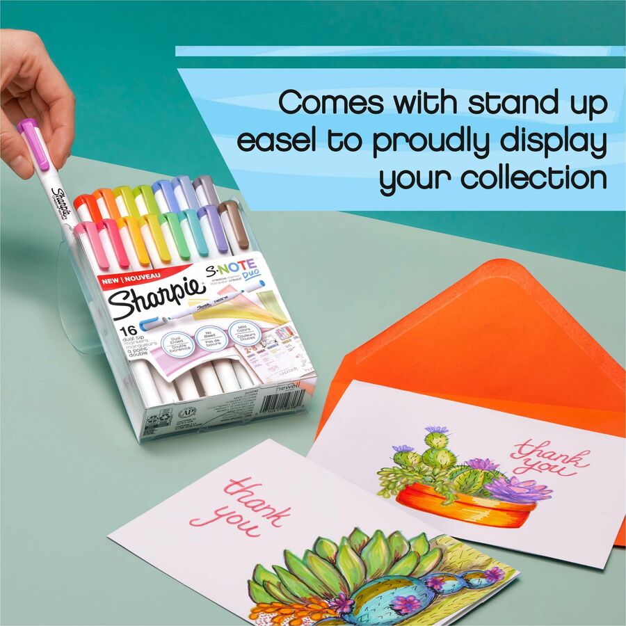 Sharpie S-Note Duo Dual-Tip Markers - Assorted Ink - 16 / Pack