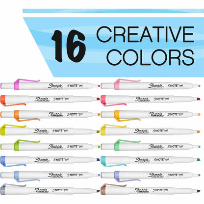 Sharpie S-Note Duo Dual-Tip Markers - Assorted Ink - 16 / Pack