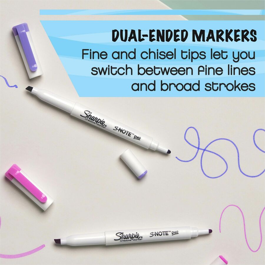 Sharpie S-Note Duo Dual-Tip Markers - Assorted Ink - 16 / Pack