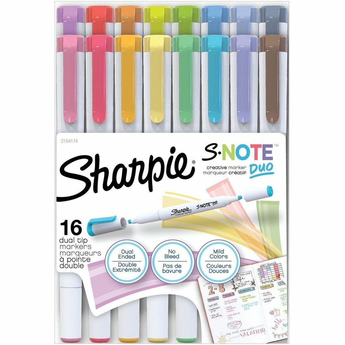 Sharpie S-Note Duo Dual-Tip Markers - Assorted Ink - 16 / Pack