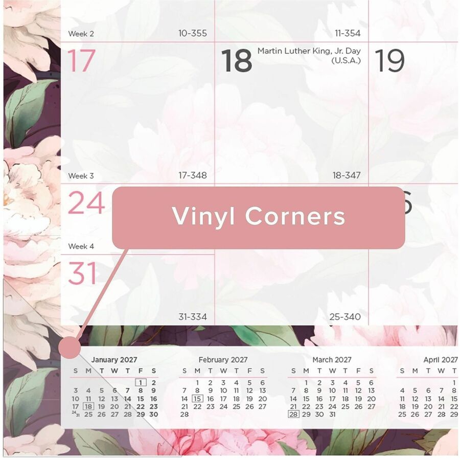 Brownline Monthly Floral Desk Pad - Monthly - 12 Month - January 2027 to December 2027 - 1 Month Double Page Layout - 17