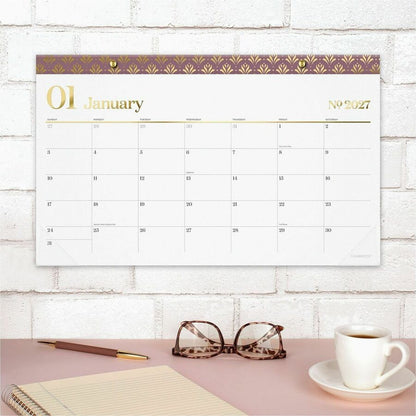 Cambridge WorkStyle Monthly Desk Pad Calendar, Green, Compact, 17 3/4" x 11" - Professional - Monthly - 12 Month - 1 Eac
