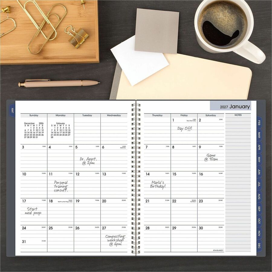 At-A-Glance DayMinder Monthly Planner - Large - Julian Dates - Monthly - 12 Month - January 2027 to December 2027 - 1 Ea