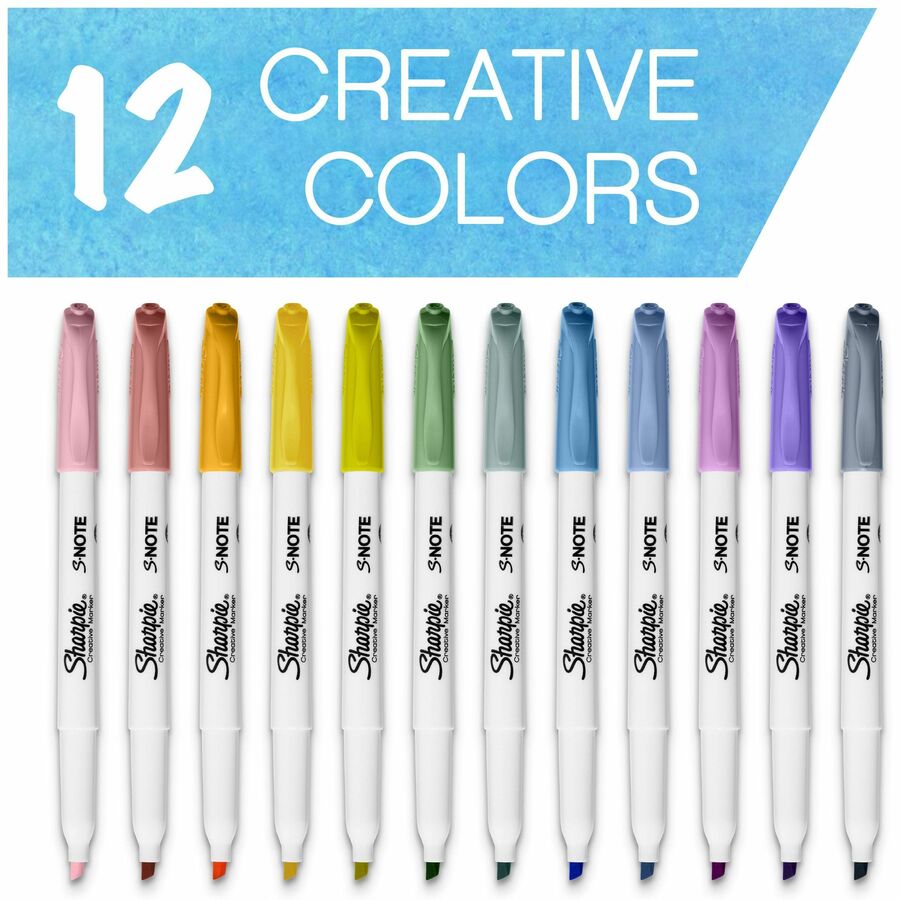 Sharpie S-Note Creative Markers - Assorted Ink - Drawing, Coloring - 12 / Pack