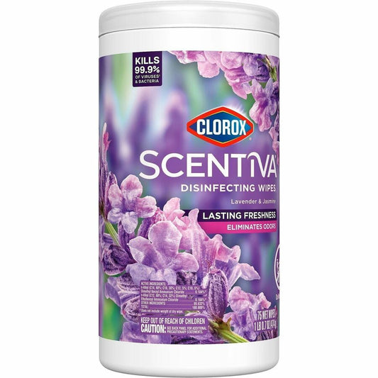Clorox Scentiva Bleach-Free Cleaning Wipes - Lavender & Jasmine Scent - Bleach-free, Disinfectant, Long Lasting, Deodori