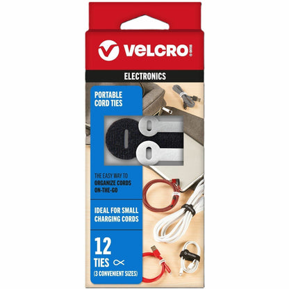 VELCRO® Portable Cord Ties - Cable Tie - Multi - 12 / Pack