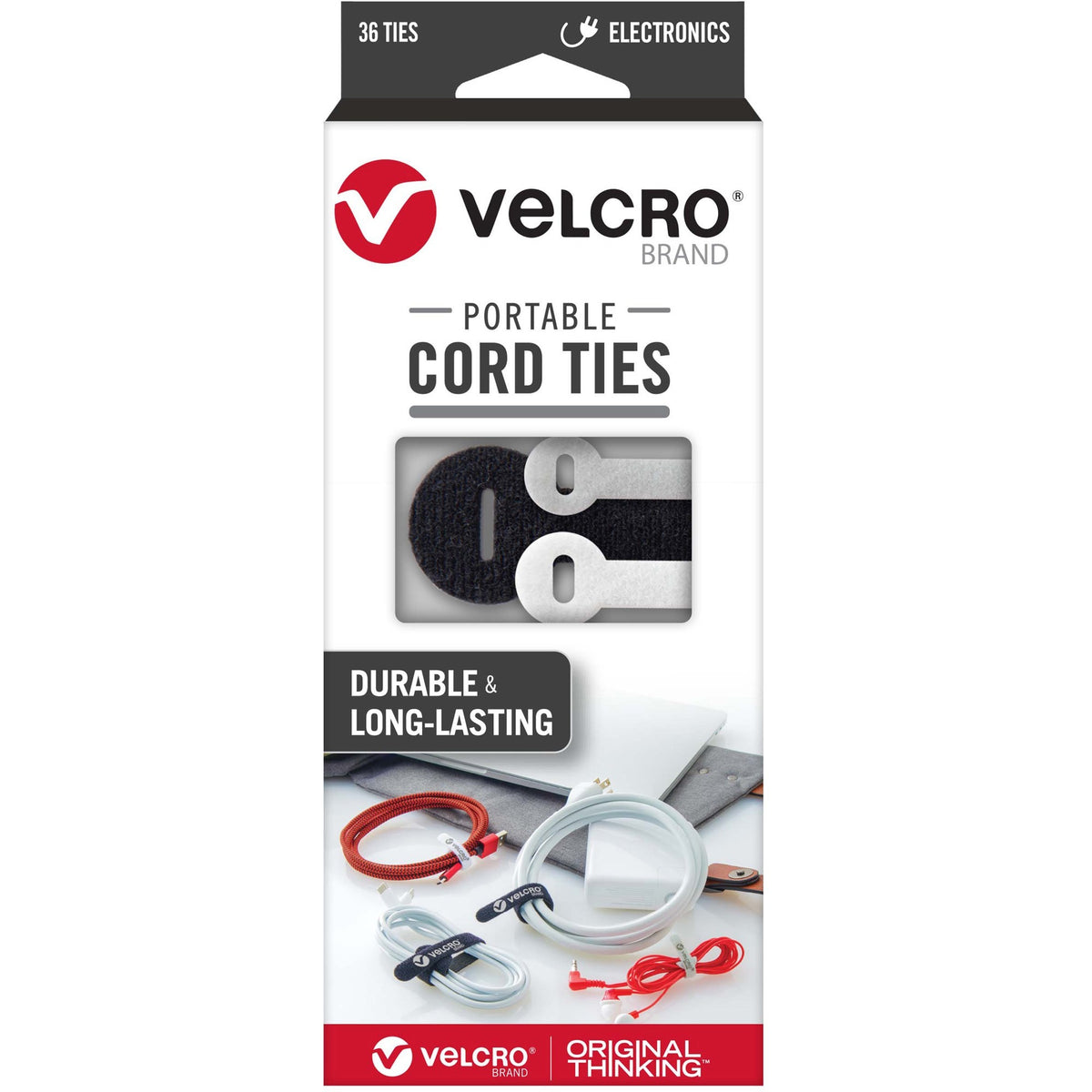 VELCRO® Portable Cord Ties - Cable Tie - Multi - 36 / Pack