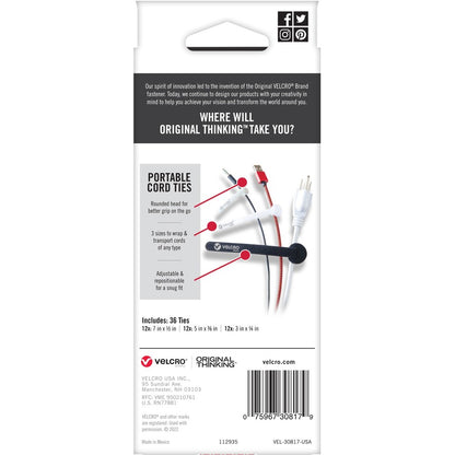 VELCRO® Portable Cord Ties - Cable Tie - Multi - 36 / Pack