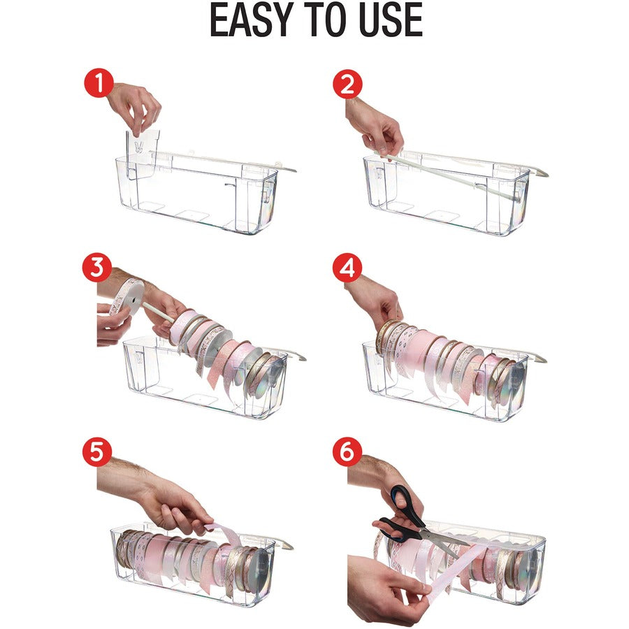 Deflecto Ribbon Dispenser - 4.40" Height x 13.30" Width x 4.20" Depth - Desktop - Lid, Portable, Stackable, Wall Mountab