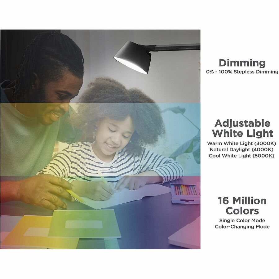 BLACK+DECKER Verve Adjustable LED Desk Lamp - LED Bulb - Adjustable, Dimmable, Adjustable Brightness, Clock, Durable, Sw